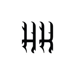 HK monogram logo design letter text name symbol monochrome logotype alphabet character simple logo