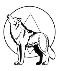 Wolf silhouette vector illustrations