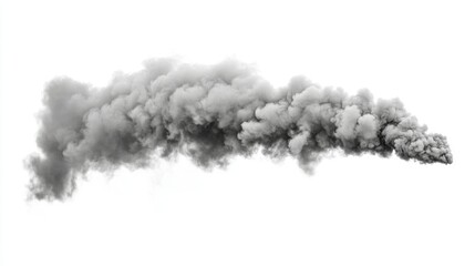 Dark black smoke spreading outward in a soft curve, sharp cut-out edges with no background distractions