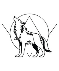 Wolf silhouette vector illustrations