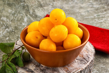 Ripe sweet juicy yellow plum