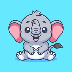 Cute elephant sitting cartoon vector icon illustration animal nature icon concept isolated