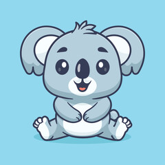 Fototapeta premium Cute koala sitting cartoon vector icon illustration animal nature icon concept isolated