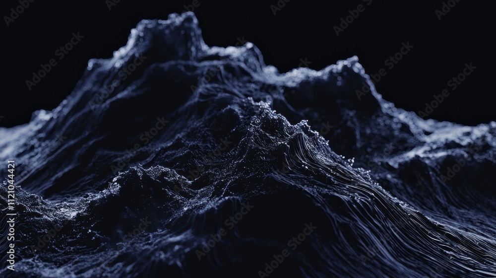Poster surreal black background with ethereal wisps and organic textures in a mystical setting