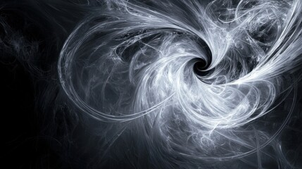 Surreal Ethereal Wisps Against a Deep Black Background with Intricate Patterns and Textures