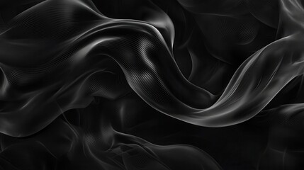 Obraz premium Ethereal Black Background with Surreal Wisps of Wispy Plumes in Dreamlike Swirls and Soft Flow