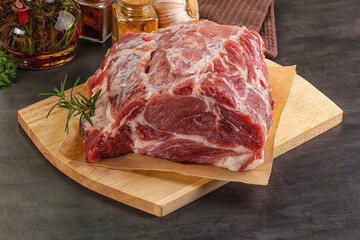 Raw pork neck meat for cooking