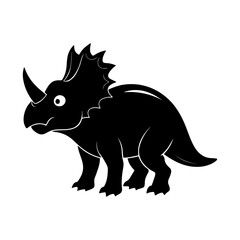 Triceratops Dinosaur Silhouette Illustration Art for Nature and Dinosaur Graphic Designs.
