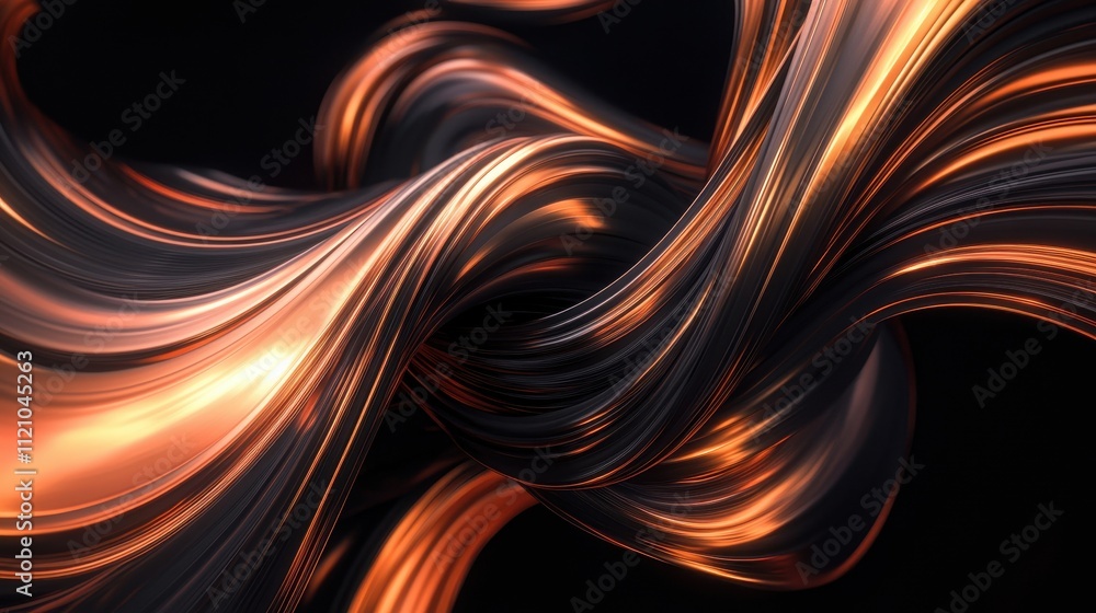 Poster abstract visual of flowing copper and black smoke creating a dynamic and striking aesthetic