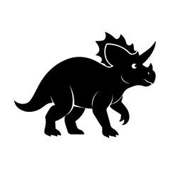 Triceratops Silhouette Vector Design for Dinosaur Themed Art and Kids Projects.