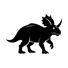 Triceratops Silhouette Vector Illustration for Dinosaur History and Kids Art Themes.