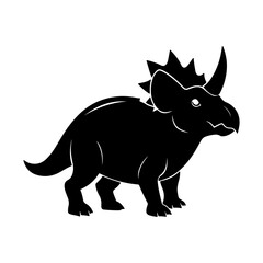 Triceratops Silhouette Vector Illustration for Prehistoric and Dinosaur Design Themes.