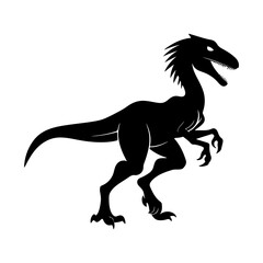 Dinosaur Velociraptor Silhouette Vector Illustration for History and Nature Art.