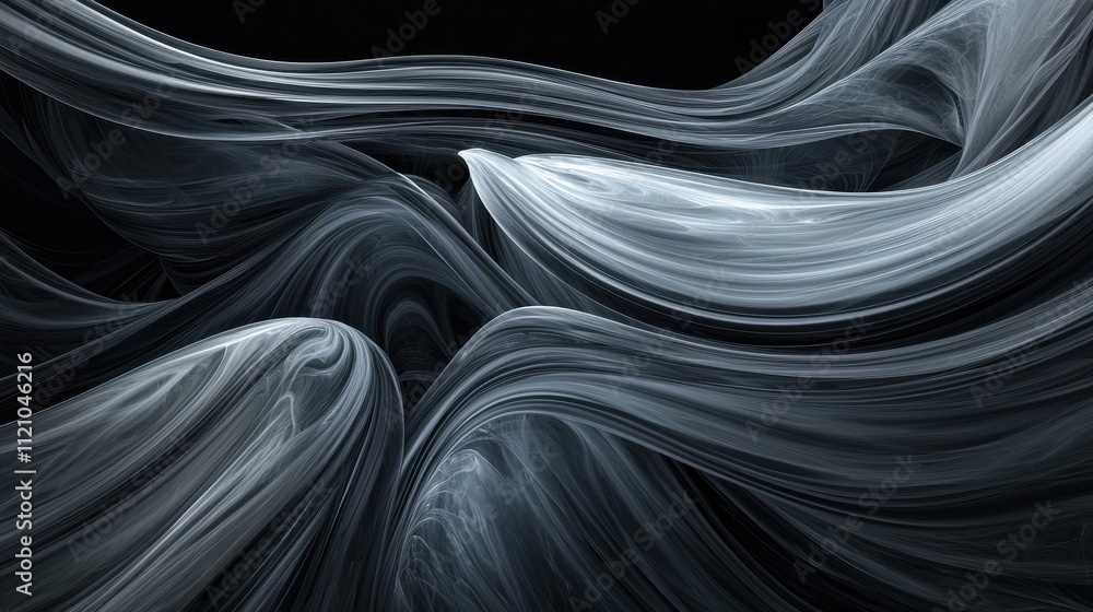 Aufkleber abstract flowing smoky gray and black visual with fluid movement and soft texture