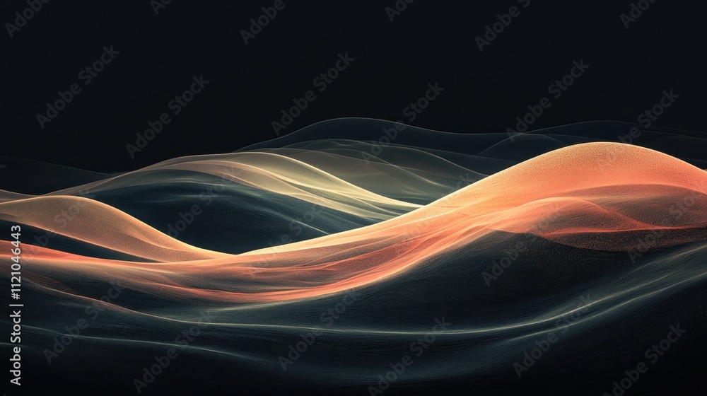 Poster ethereal dark background with glowing gradients creating a dreamlike landscape of color