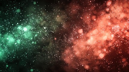 Obraz premium Ethereal Dark Background with Glowing Gradients and Starry Effects in Green and Red Shades