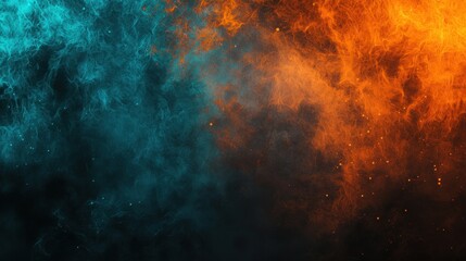 Fototapeta premium Ethereal Dark Background with Glowing Gradients and Fiery Orange and Cool Blue Hues