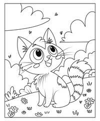Cat coloring page for kids and adults