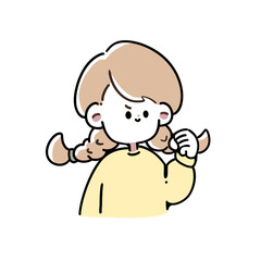 ガッツポーズをしている女の子のイラスト