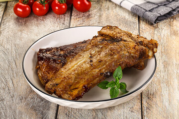 Tasty roasted pork ribs with spices