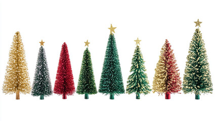 Colorful Mini Christmas Trees Border  Festive Holiday Decoration