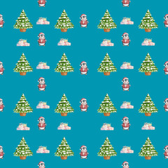 Festive Baby Penguin in Christmas Pattern