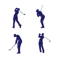 Golf club Logo Design Silhouette Illustration