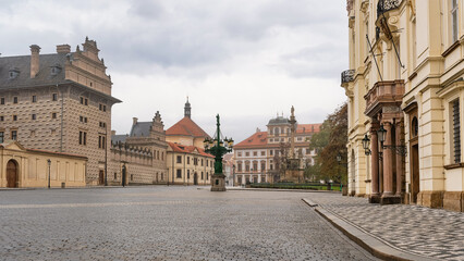 Buildings of the monumental complex of the city of Prague on the city hill, Czechia.