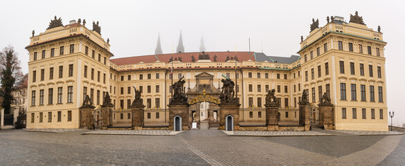 Buildings of the monumental complex of the city of Prague on the city hill, Czechia.