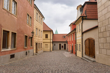 Old streets of the monumental complex of the city of Prague in the Golden Lane.