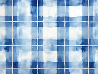 Outstanding Hand-Drawn Indigo blue and white Watercolor Vertical Pin Stripes motif