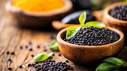 Nutritious Vegan Meal - Close-Up of Black Beans and Quinoa Bowl, Healthy High-Protein Dish