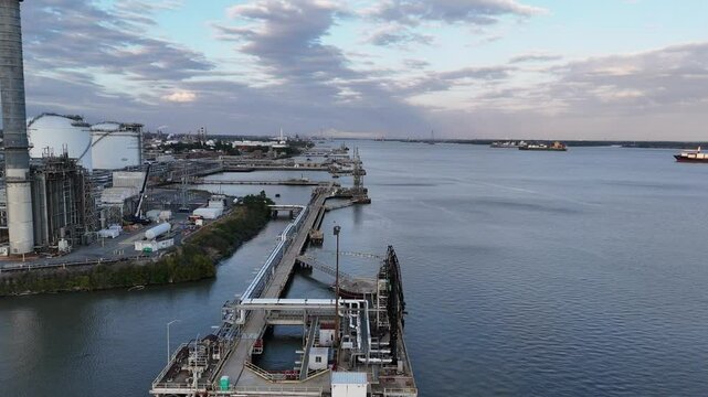 Aerial View of Liquid Petroleum Refineries at the Port of Marcus Hook, Pennsylvania
