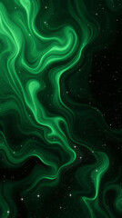 Obraz premium A dark green abstract design with flowing lines and small light dots.