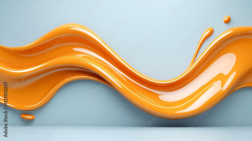 Poster creative expression minimalist abstract art with dynamic orange wave close-up