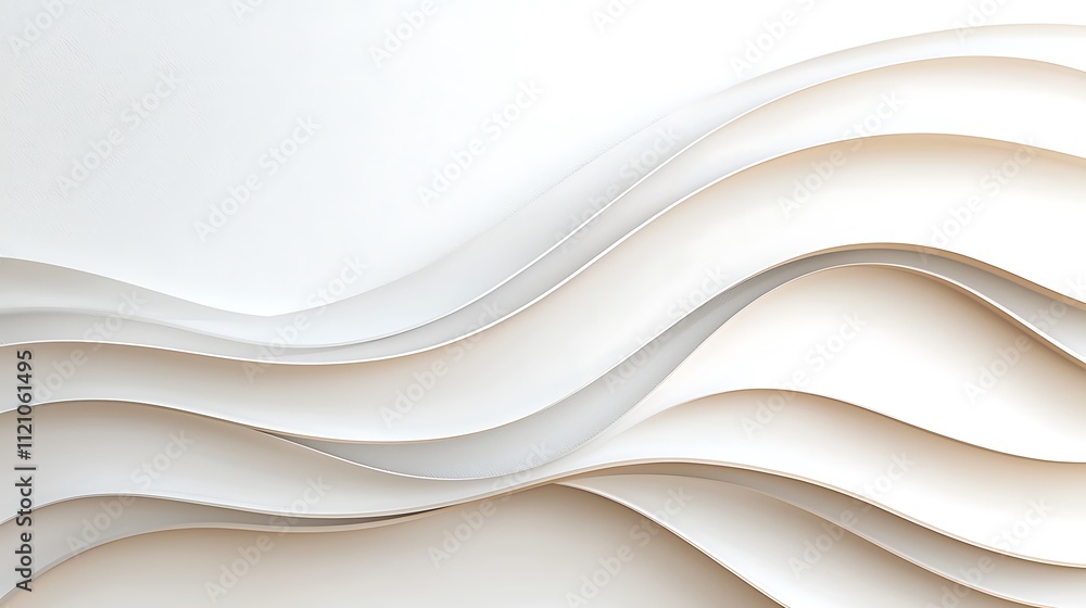 Poster flowing paper waves artistic texture in a minimalist studio with abstract perspective