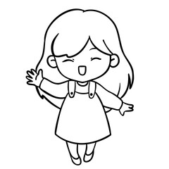 Fototapeta premium Hand drawn cute girl greeting doodle illustration
