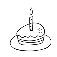 Hand drawn happy birthday cake doodle illustration