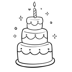 Hand drawn wedding cake doodle illustration