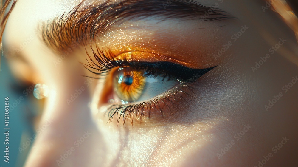 Poster this close-up showcases the mesmerizing details of a female eye adorned with vivid colors and sharp 