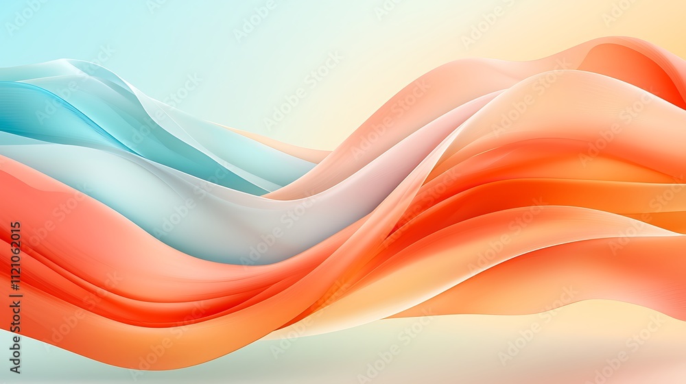 Poster abstract digital art colorful waves creating a calm modern aesthetic and visual harmony