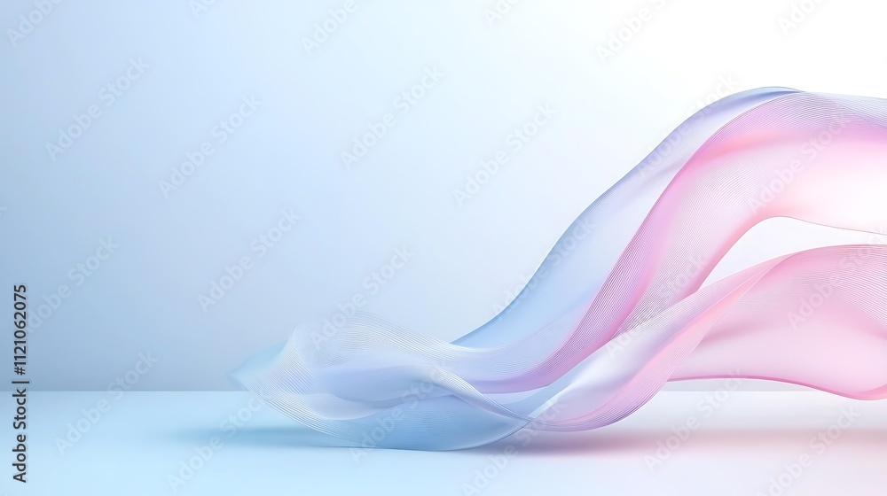 Aufkleber abstract art display flowing fabric waves in soft colors for creative studio environment