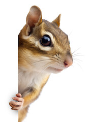Chipmunk peeking around corner isolated on transparent background