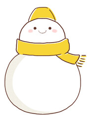 黄色いマフラーをした雪だるまのイラスト