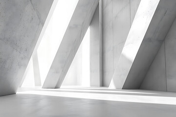 Obraz premium Modern Architectural Interior Design: Sunlight Illuminating Geometric Concrete Structure