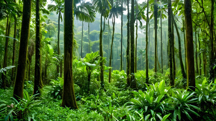 Dense tropical forests of Southeast Asia in August 