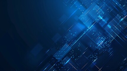 Fototapeta premium Abstract Blue Digital Technology Background: Futuristic Geometric Design with Glowing Lines and Shapes
