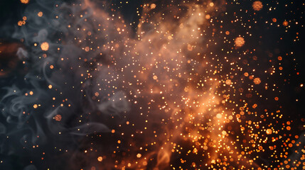Sparks ignite a chaotic dance with swirling smoke, painting a destructive scene against darkness.