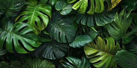 Obraz premium Close up of vibrant rain forest foliage showcasing the intricate details and lush textures found in rain forest environments, highlighting the beauty of rain forest foliage in nature.