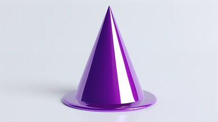 Fototapeta premium Sleek purple cone with shiny surface on white.